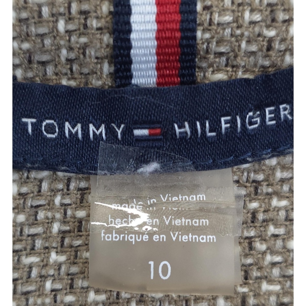 Tommy Hilfiger Blazer Womens 10 Beige Textured Metallic Two Button Lined Jacket - Picture 9 of 14